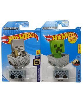 2 Hot Wheels Minecraft Minecart New For 2016 Screen Time Sealed #D-32